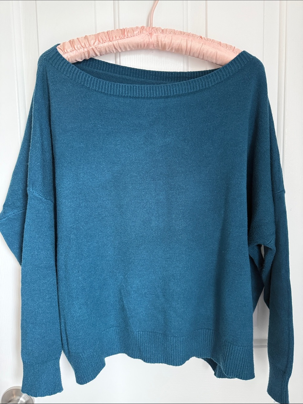 Women's Teal Boatneck Sweater - Classic Lightweight Knit